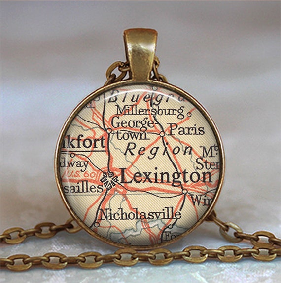Vintage Louisville Lexington Kentucky Map Keychain