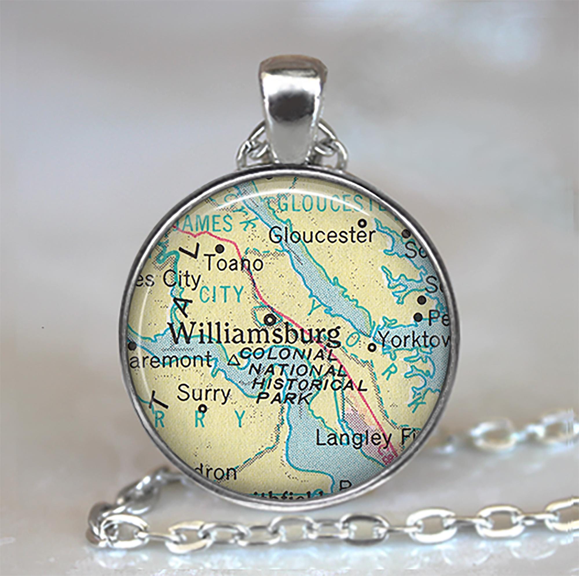 Virginia State Map Charm Pendant - 925 Sterling Silver, Patriotic Jewelry - View #9