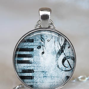 Blues Piano pendant, music necklace piano necklace music jewelry piano teacher gift music teacher gift pianist gift key chain key ring fob
