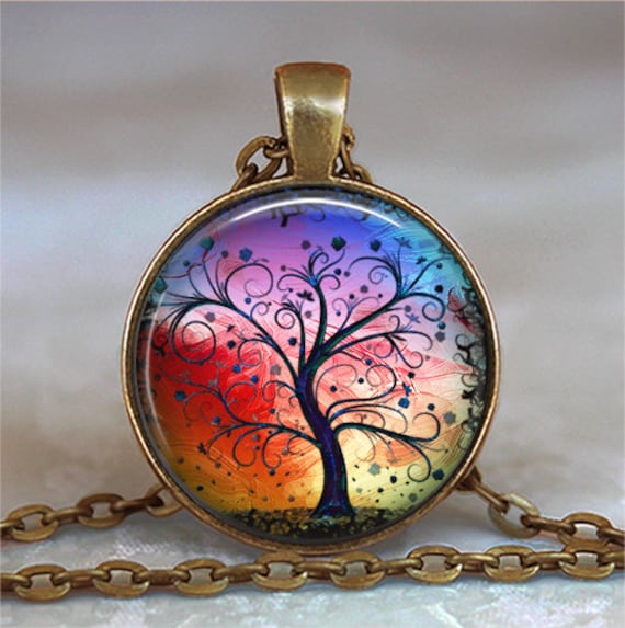 Rainbow Tree of Life Pendant Colorful Tree Pendant Tree of Life