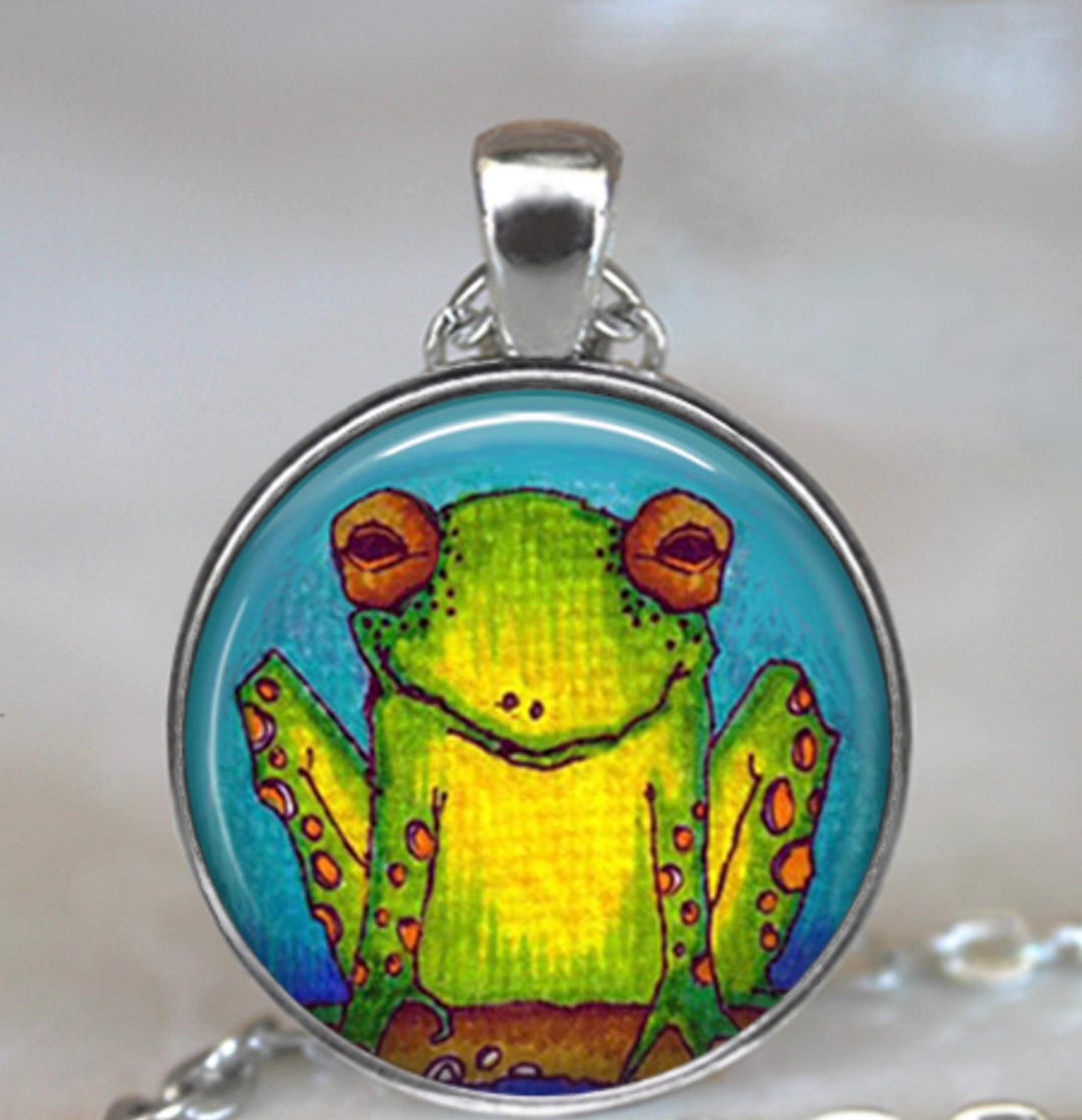 Happy Frog Brooch Pin, Key Chain or Necklace, Smiling Frog Cute Tree ...