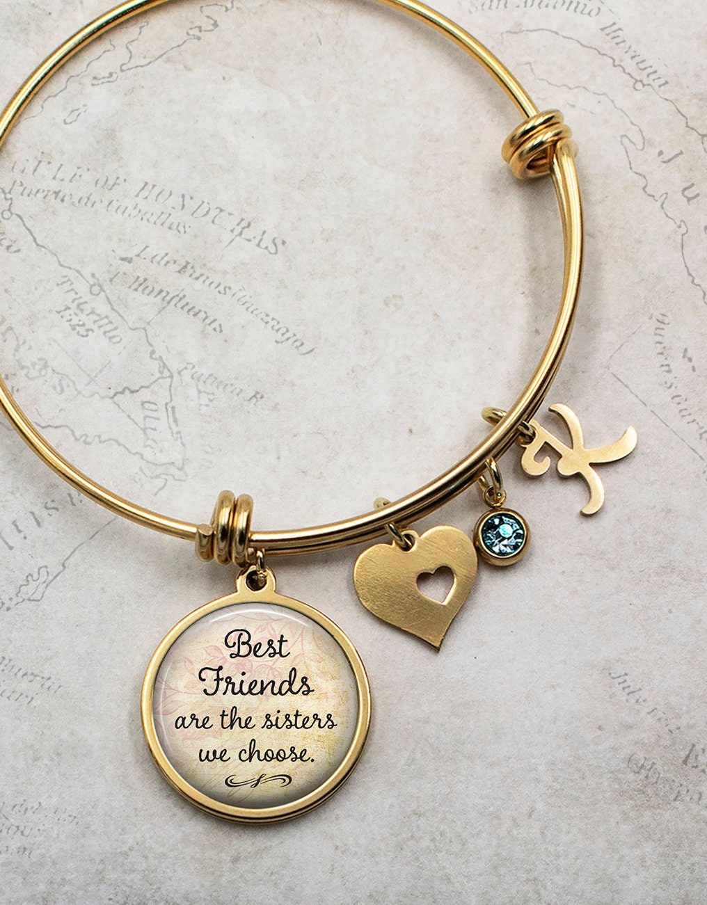 Best Friends are the Sisters we choose quote charm bracelet, stainless steel bracelet bff gift friendship jewelry bridesmaid gift Q02