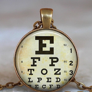 Eye Chart necklace, key chain or brooch, optometrist optician ophthalmic ophthalmologist gift eye doctor graduation gift key ring fob