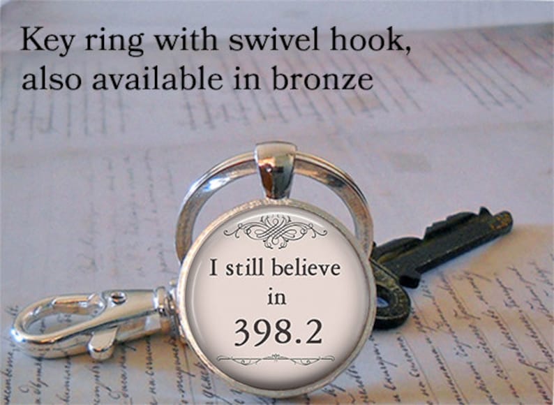 I still believe in 398.2 brooch pin, necklace or key ring, fairy tale book jewelry fairy tale gift Dewey Decimal librarian gift key ring fob image 3