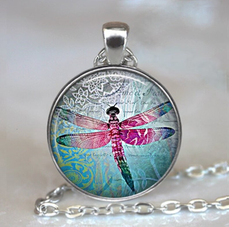 Lace Dragonfly pendant, dragonfly necklace, dragonfly jewelry, dragonfly jewellery, dragonfly key chain, key ring key fob image 1
