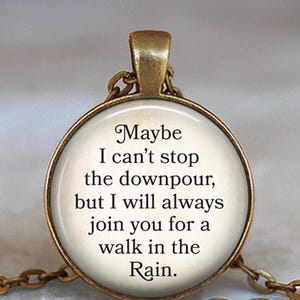 Keychain - Rectangle - Maybe I cant stop the downpoor but I will always join you for a walk in the rain - Leather Keychain - Rectangle - Maybe I cant stop the downpoor but I will always join you for a walk in the rain - Leather