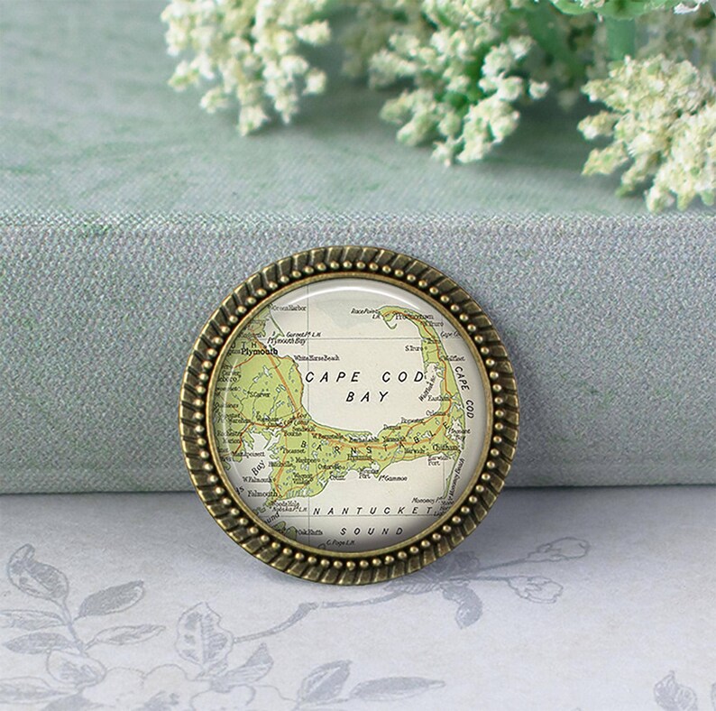Collar con mapa de Cape Cod, llavero o broche, regalo de viaje, regalo de vacaciones de verano, llavero con mapa de la costa este imagen 6