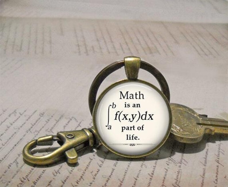 Math Key Ring Math is an Integral Part of Life Necklace, Brooch Pin or Key Chain ...