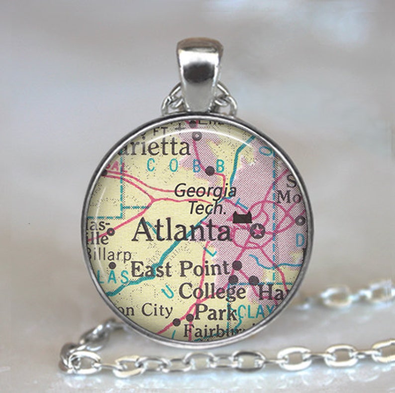 Georgia Tech key chain or necklace Georgia Institute of Technology map graduation gift student alumni gift keychain key ring fob