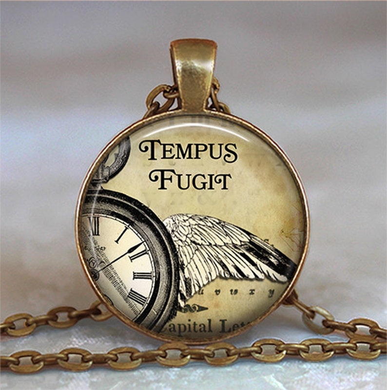 Tempus Fugit necklace Tempus Fugit pendant Time Flies Etsy