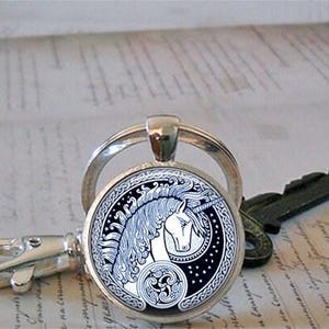 Celtic Unicorn necklace, unicorn pendant unicorn jewelry Celtic jewelry fantasy jewelry unicorn necklace key ring keychain key chain key fob image 3