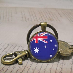 Australian flag necklace, key chain or brooch, flag jewelry gift for Aussie friend globetrotter gift key ring key fob Australia travel gift image 4