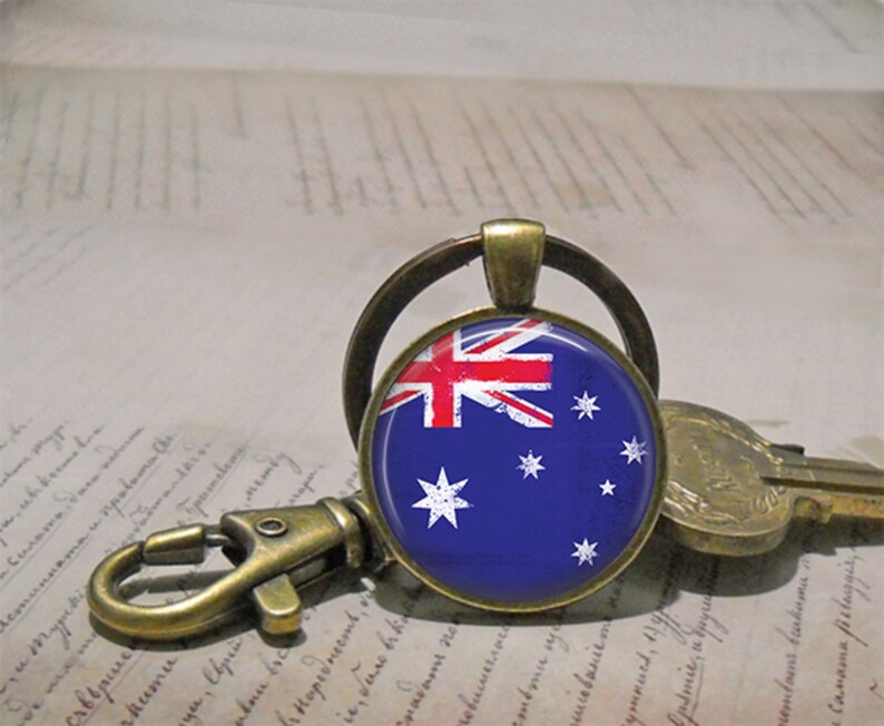 Australian flag necklace, key chain or brooch, flag jewelry gift for Aussie friend globetrotter gift key ring key fob Australia travel gift image 4