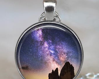 Milky Way necklace, key chain or brooch, celestial jewelry night sky stars Milky Way Galaxy astronomer gift galaxy astronomy key ring fob