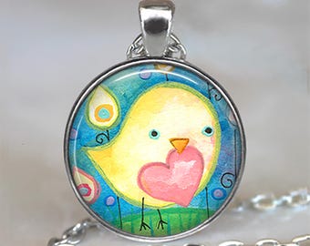Valentine Bird necklace, key chain or brooch, Valentine or anniversary gift cute whimsical love bird keychain key ring fob bird gift