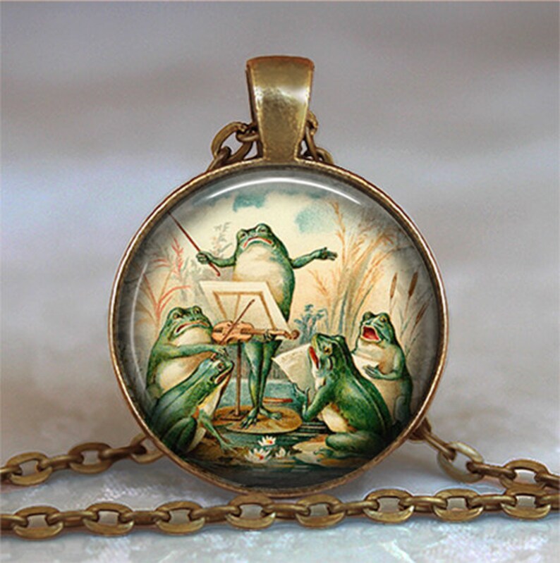 Frog Chorus necklace funny frog jewelry cute frog conductor singing frogs gift for singer or member of chorus key chain key ring key fob