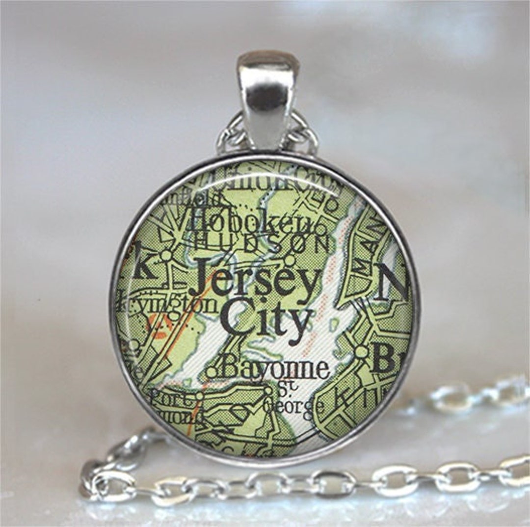 Jersey City Map Necklace, New Jersey Map Gift Leaving Home Gift
