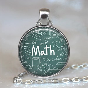 Math Chalkboard Key Chain or Necklace, Gift for Schoolteacher Math ...