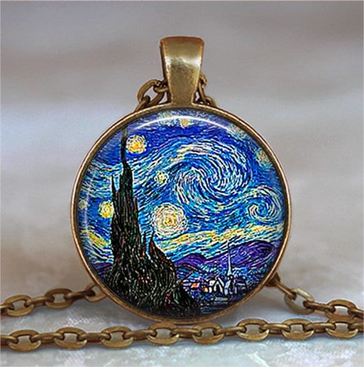 Starry Night Pendant Van Gogh Necklace Van Gogh Art Jewelry 