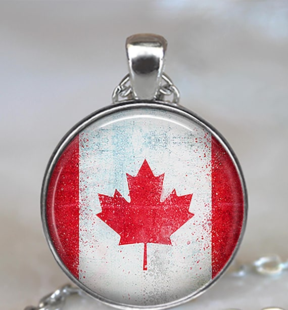 Canadian flag necklace, brooch or key chain, Canadian flag pendant flag of Canada flag jewelry key ring keychain key fob travel gift