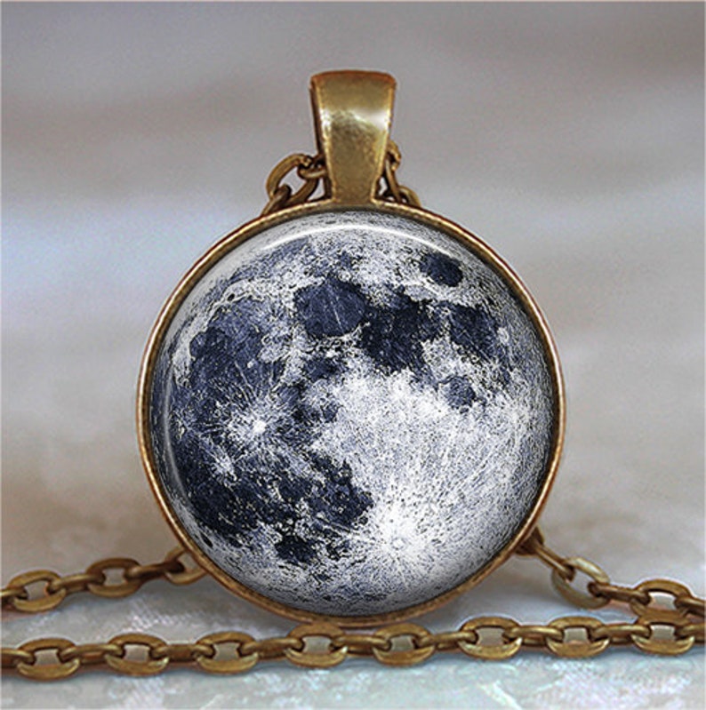 Full Moon necklace, full moon pendant moon jewelry moon jewellery celestial jewelry astronomy pendant NASA photo key chain key ring key fob image 2