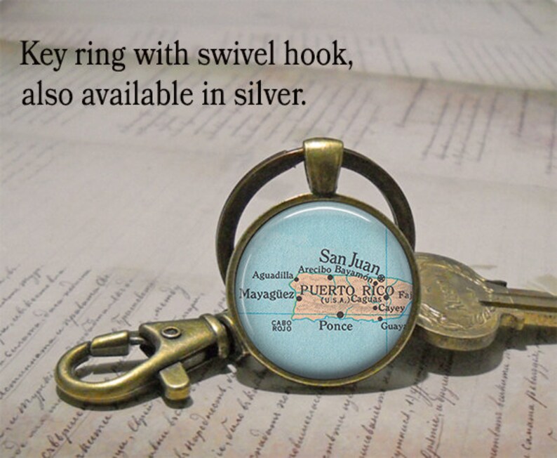 Puerto Rico map pendant Puerto Rico necklace Puerto Rico pendant Puerto Rico jewelry Puerto Rico key chain key ring key fob