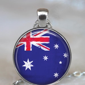 Australian flag necklace, key chain or brooch, flag jewelry gift for Aussie friend globetrotter gift key ring key fob Australia travel gift