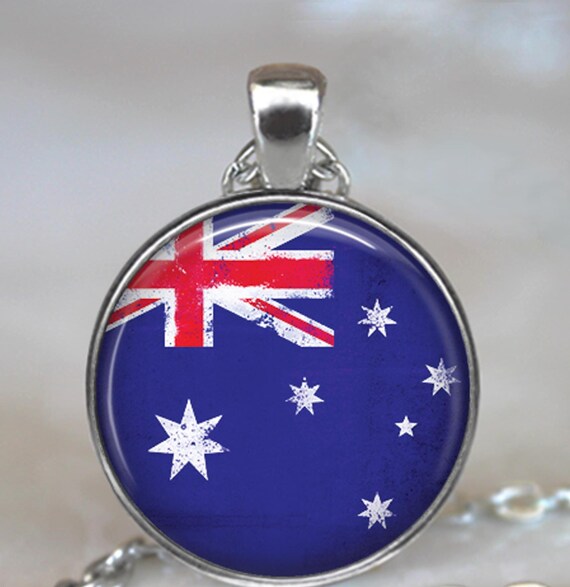 Australian flag necklace, key chain or brooch, flag jewelry gift for Aussie friend globetrotter gift key ring key fob Australia travel gift