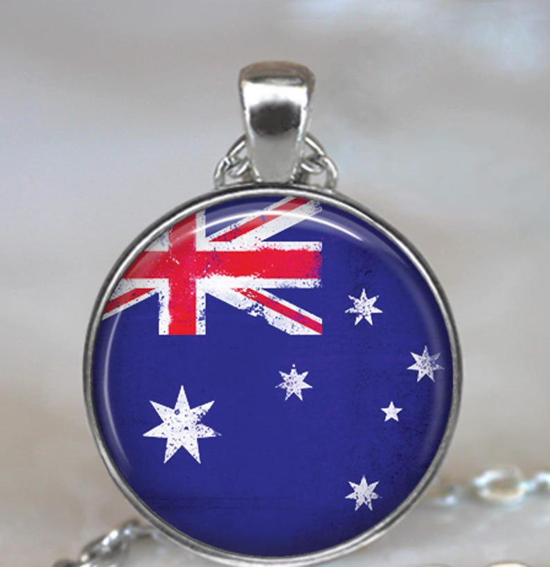 Australian flag necklace, key chain or brooch, flag jewelry gift for Aussie friend globetrotter gift key ring key fob Australia travel gift image 1