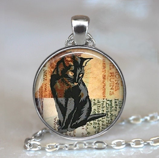 Black Cat Collage Pendant Black Cat Necklace Cat Pendant Cat - Etsy