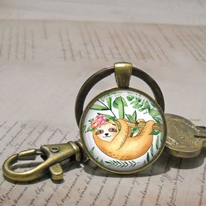 Sloth necklace, colorful, cute sloth jewelry relax and hang out jewelry sloth gift wildlife jewelry cute animal key chain key ring key fob image 3