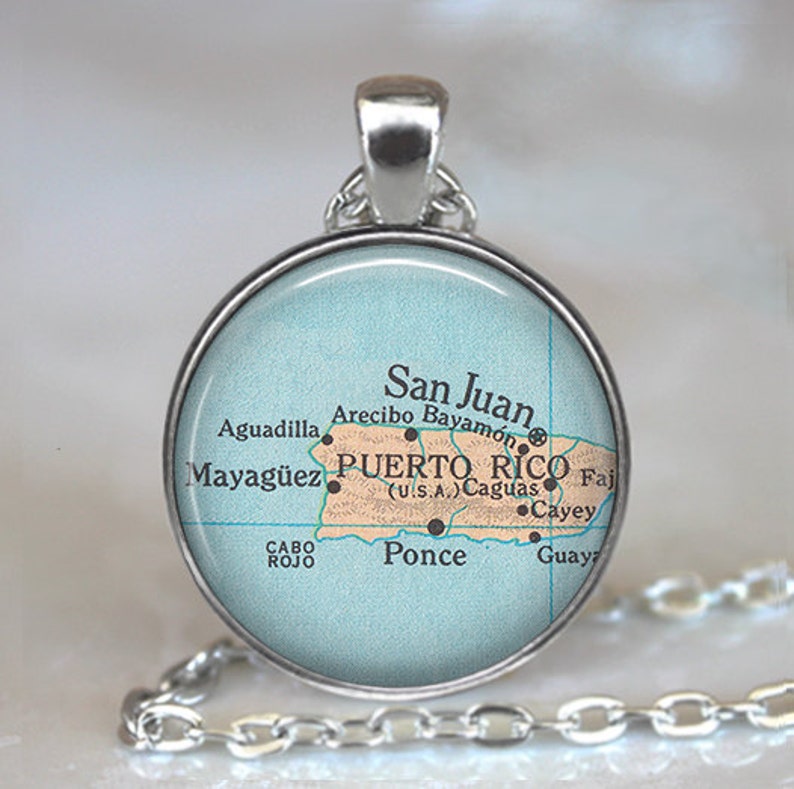 Puerto Rico map pendant Puerto Rico necklace Puerto Rico pendant Puerto Rico jewelry Puerto Rico key chain key ring key fob