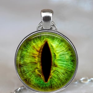 Emerald Dragon Eye necklace, key chain or brooch, lucky charm Dragon jewelry fantasy gift Emerald Green Dragon eyeball key ring key fob