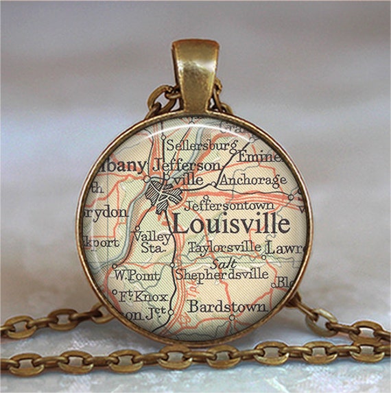 Louisville, Kentucky Map Necklace or Keychain