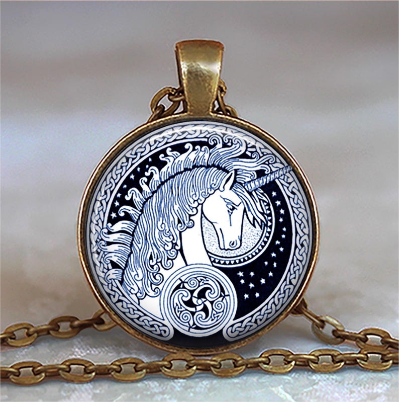 Celtic Unicorn necklace, unicorn pendant unicorn jewelry Celtic jewelry fantasy jewelry unicorn necklace key ring keychain key chain key fob image 2