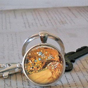 Collar, broche o llavero de las Serpientes de Agua de Gustav Klimt, joyería artística de Klimt, llavero, regalo para profesor de arte, regalo para estudiante de arte imagen 4