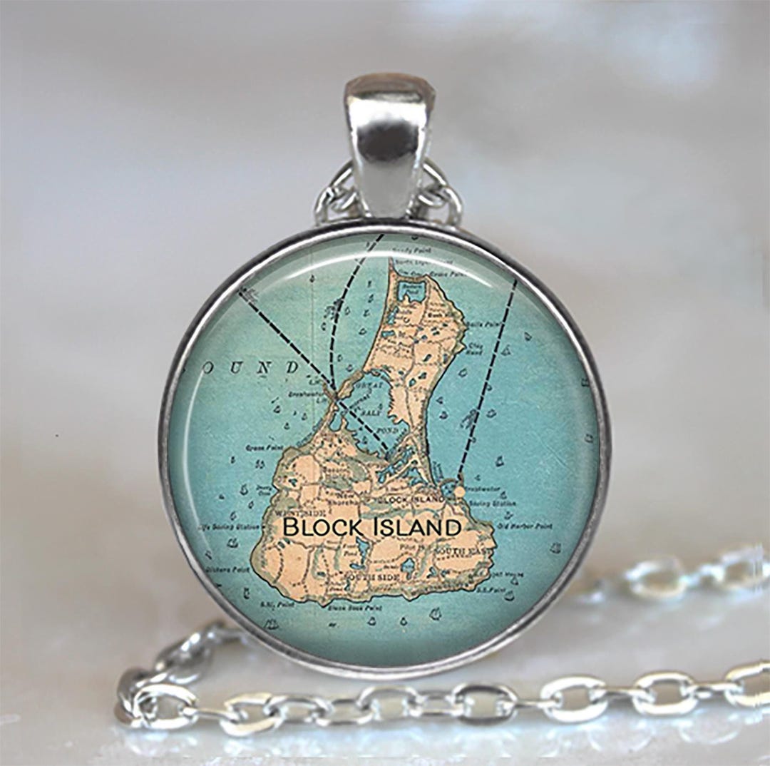 Block Island Map Necklace, Key Chain or Brooch, Rhode Island Vacation ...