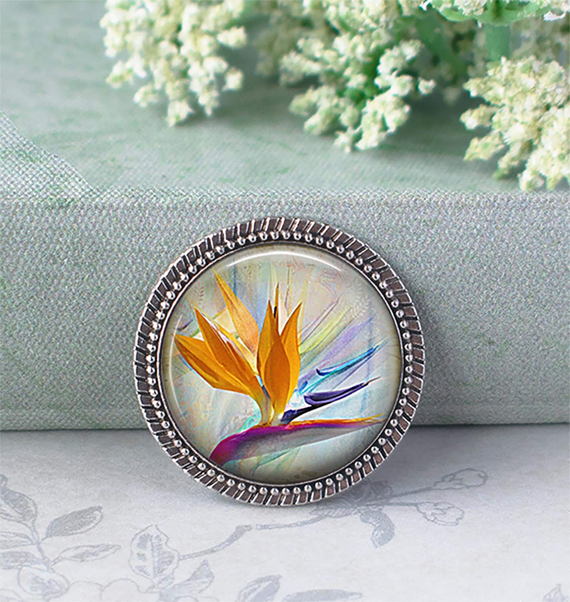 Bird of Paradise Necklace, Brooch or Key Chain, Exotic South