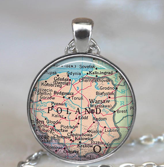 Poland map necklace, key chain or brooch pin, travel gift globetrotter map gift vintage map keychain key ring key fob