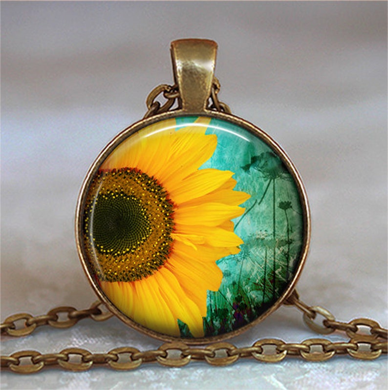 Sunflower Pendant Sunflower Jewelry Sunflower Jewellery Etsy