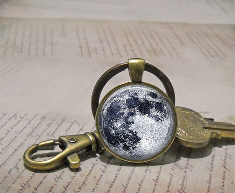 Full Moon necklace, full moon pendant moon jewelry moon jewellery celestial jewelry astronomy pendant NASA photo key chain key ring key fob image 4