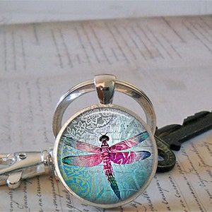 Lace Dragonfly pendant, dragonfly necklace, dragonfly jewelry, dragonfly jewellery, dragonfly key chain, key ring key fob image 3