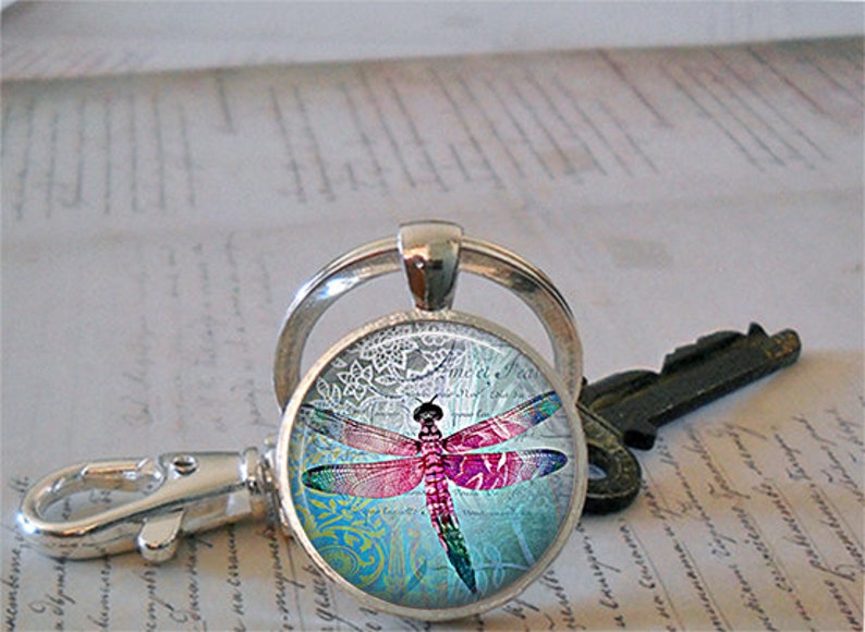 Lace Dragonfly pendant, dragonfly necklace, dragonfly jewelry, dragonfly jewellery, dragonfly key chain, key ring key fob image 3