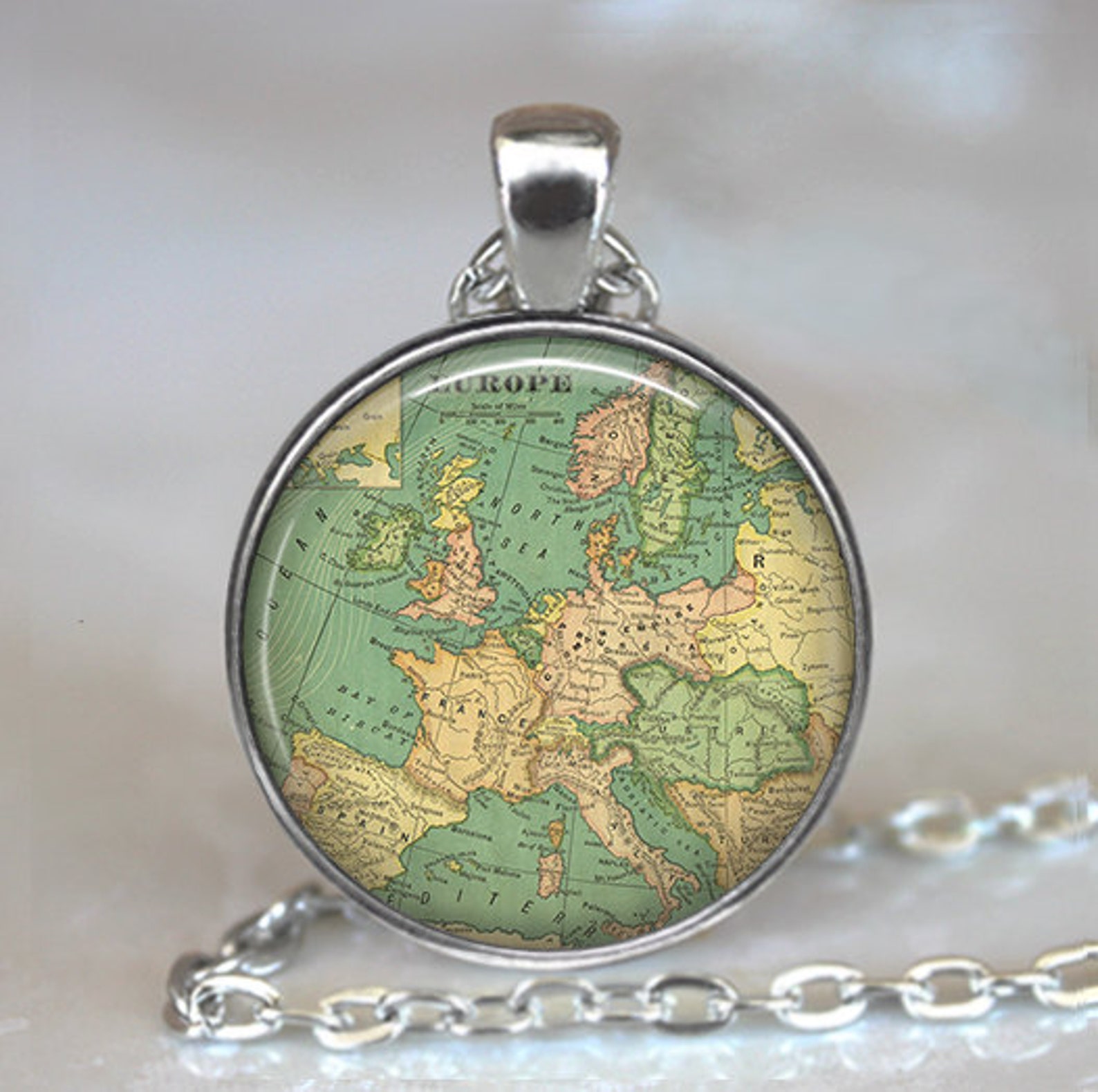 Europe map necklace map jewelry vintage map pendant map of Etsy