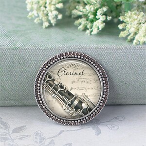 Clarinet and Music necklace, key chain or brooch, music student or teacher gift Clarinet player gift music jewelry music gift key ring fob image 5