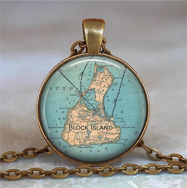 Block Island Map Necklace, Key Chain or Brooch, Rhode Island Vacation ...