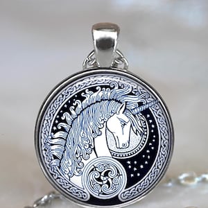 Celtic Unicorn necklace, unicorn pendant unicorn jewelry Celtic jewelry fantasy jewelry unicorn necklace key ring keychain key chain key fob image 1