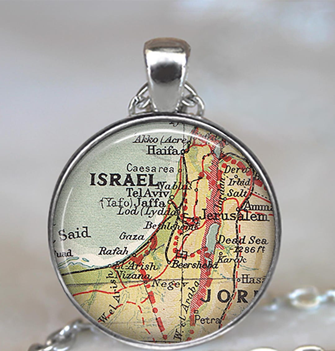 Israel Map Necklace, Key Chain or Brooch, Travel Gift Globetrotter Gift ...