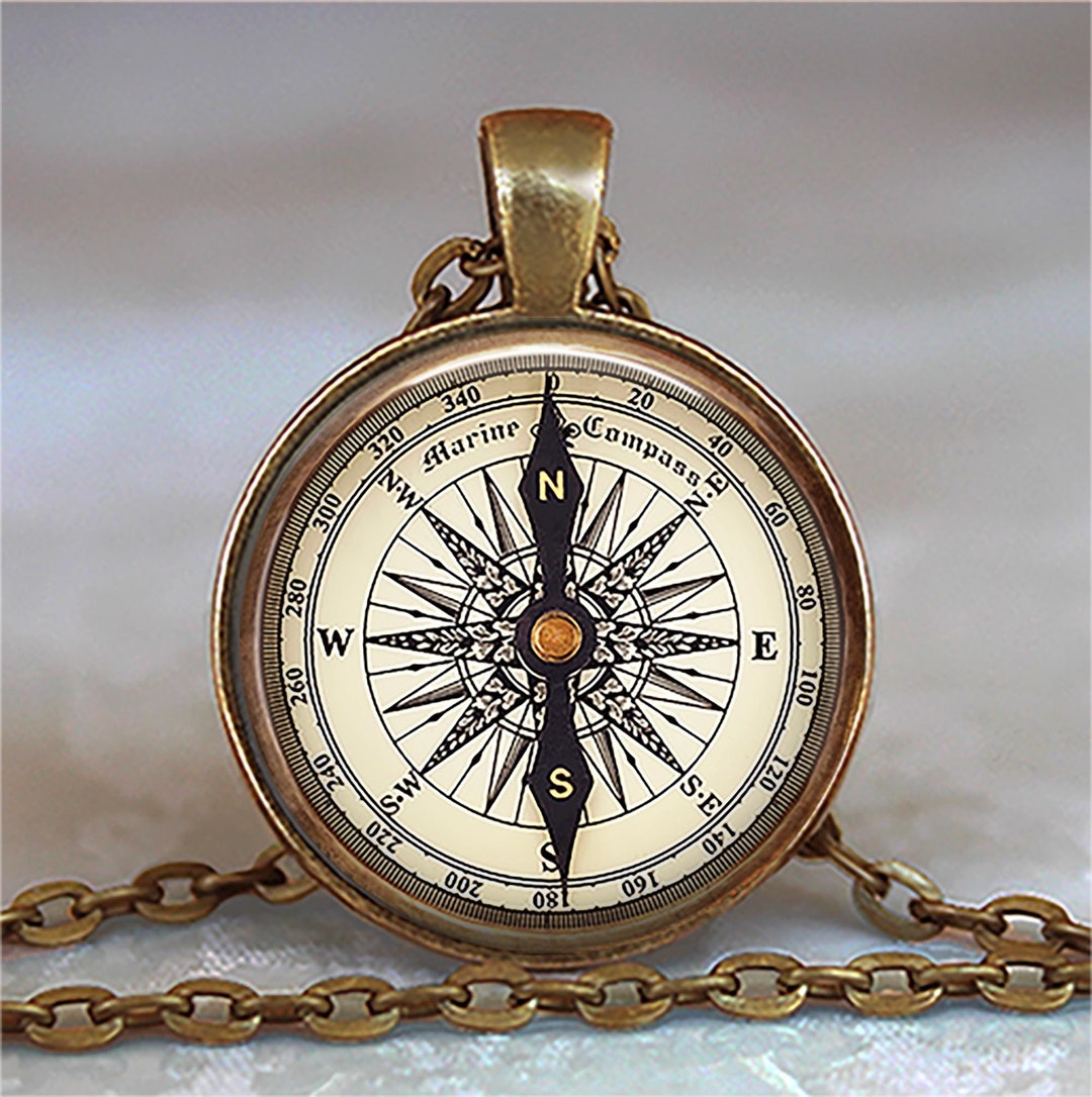 Antique Compass Brooch Pin, Necklace or Key Chain, Compass Photo ...