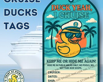 Cruise Duck Tags Printable | “Duck Yeah, I Cruise!” Tags | Handwrite Your Info After Printing | Cruise Duck Trend | Digital Download